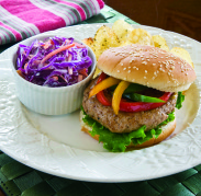 Veal Burger with Sauteed Peppers